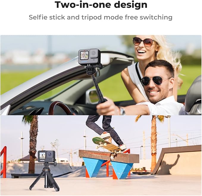 K&F CONCEPT 33.5cm/13.2" Selfie Stick Tripod, Portable Vlog Handle Grip Action