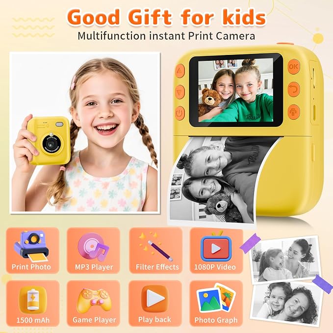 Instant Print Camera for Kids, Christmas Birthday Gifts for Girls Boys