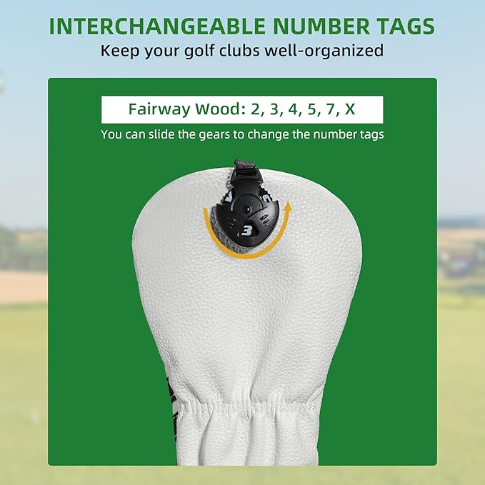 Golf Club Head Covers - 4pcs or 1pc Golf Accessories Club Covers Set for Woods and Driver Fairway Hybrids with Interchangeable Tags
