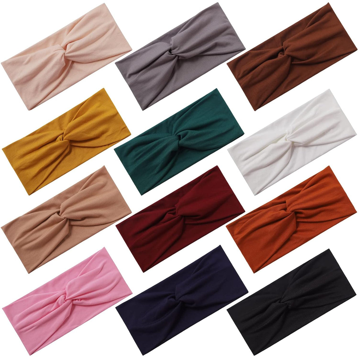 Panleding Stretchy Headbands for Women - 12 Pcs Soft Twist Knotted Design for Yoga & Daily Wear