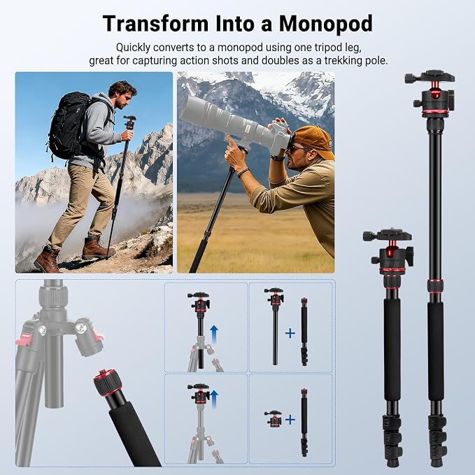 NEEWER Basics 72" / 182 cm Travel Tripod Monopod