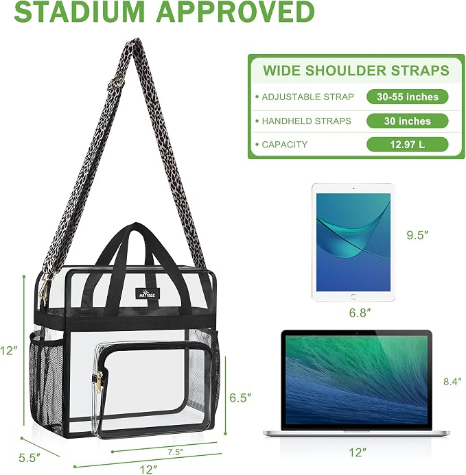 MAY TREE Clear Bag for Stadium Events, Transparent Bag for Concert Sports Gym