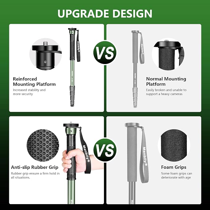 Manbily 65-Inch Camera Monopod, 5 Sections Aluminum Travel Monopod