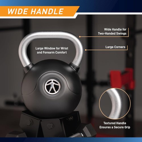 Marcy Kettlebell | Commercial Grade PU Coated Weights 10-40 LB - Textured Steel Handle for Full Body Workouts