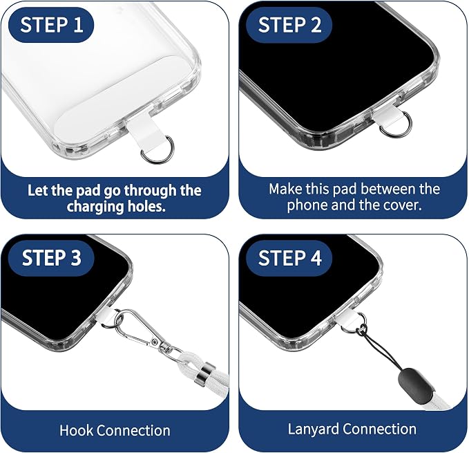 CACOE Phone Lanyard 2 Pcs-1 Pcs Adjustable Neck Strap, 2 Pads, Universal