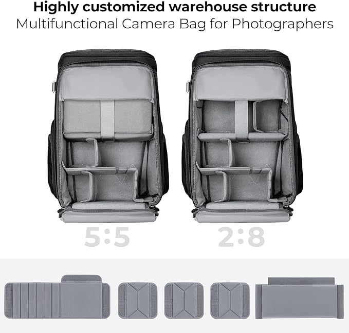 K&F CONCEPT Professional Camera Backpack, Large Photography Backpack Expandable