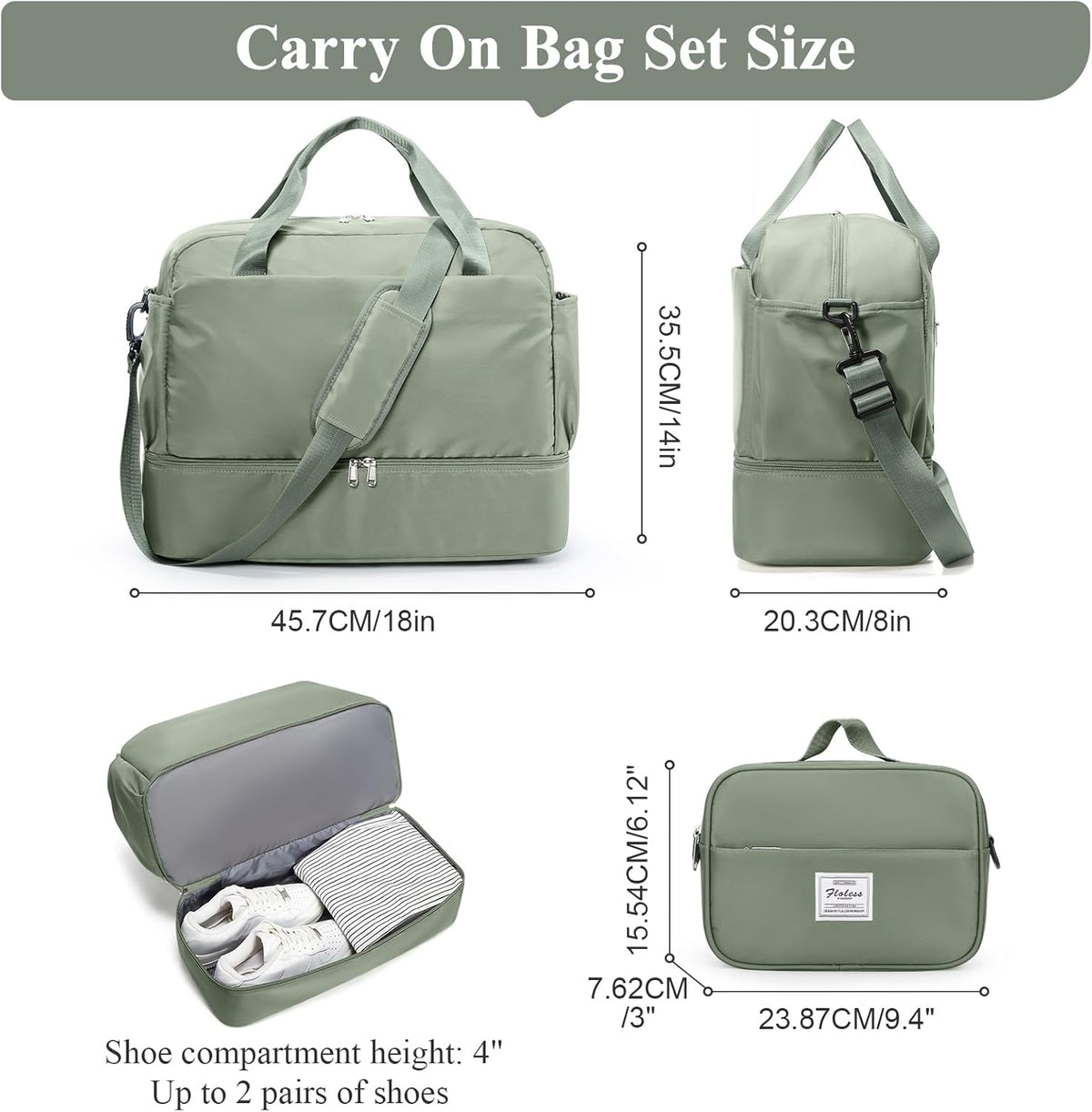 Skiennix Travel Duffel Bag for Women - Stylish Carry-On Overnight Weekender with Wet Pocket & Toiletry Bag | 18x14x8 Inches