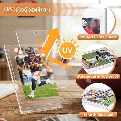 75PT Magnetic Card Holder - 18ct U-V Protection Sleeves for Trading Cards | Thick Hard Plastic Case