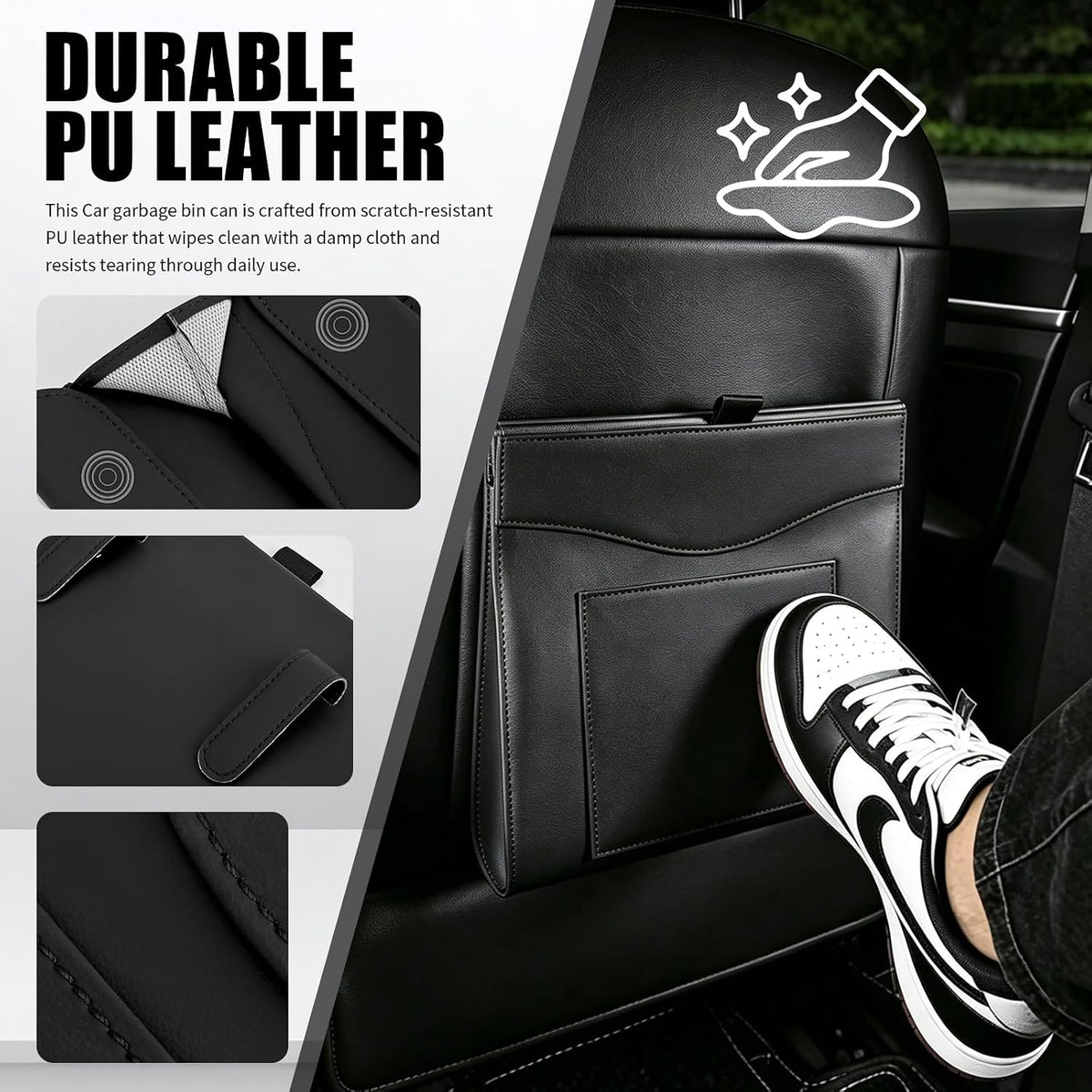 Leak-Proof Magnetic Car Trash Can with 2 Rolls Trash Bags