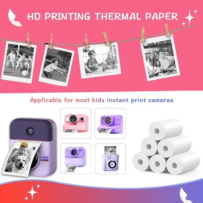 MIARALA 10 Rolls Instant Camera Refill Print Paper, HD Print Camera Paper Refill