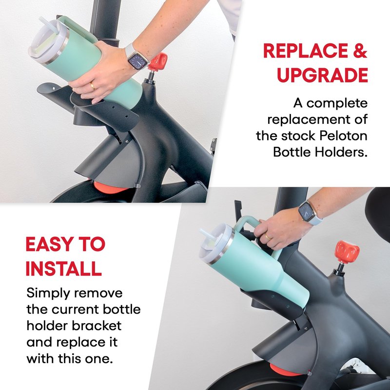 XL Replacement Bottle Holders for Original Peloton Bike and Cross Training Bike with Mounting Bracket, Solid All-Black Metal Design, Direct Replacement Mount - Fits YETI + Nalgene + Hydro Flask