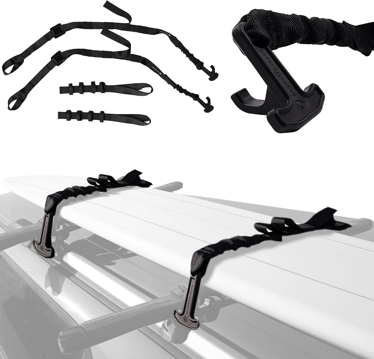 T-Pull Quick-Release Tie-Down Strap (2 Straps Included) – Fast, One-Handed Strap System for Surfboards, Paddleboards, Kayaks & Roof Racks – Ultra-Durable, Easy to Use, No Knots or Hassle