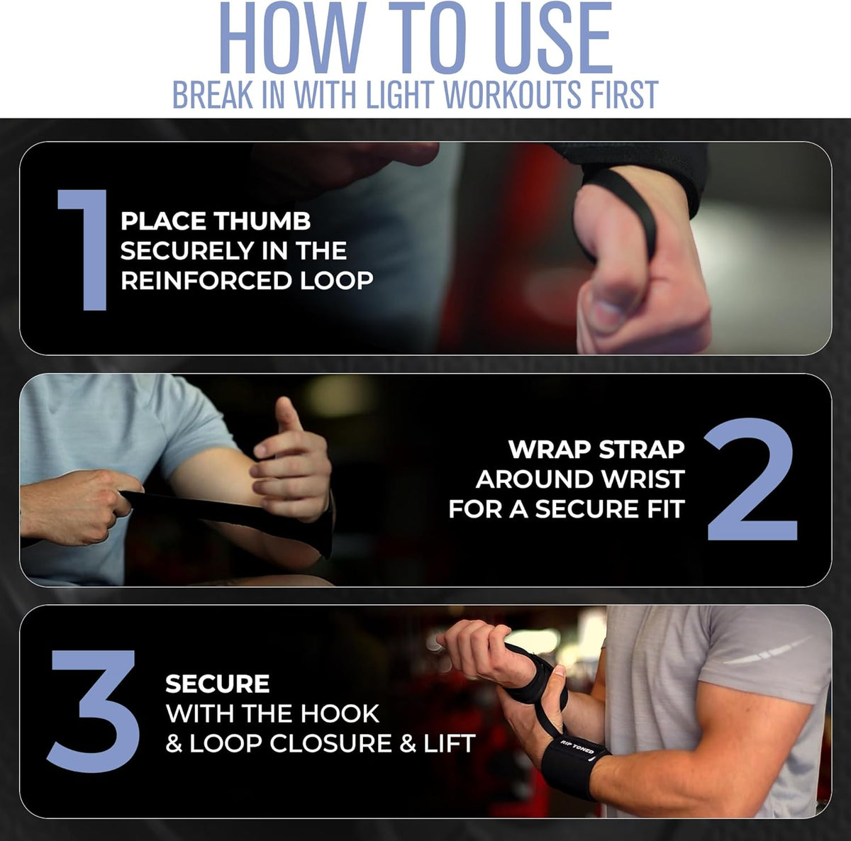 Rip Toned Wrist Wraps - Adjustable 18" Weightlifting Straps | USPA & USAPL Approved for Maximum Support