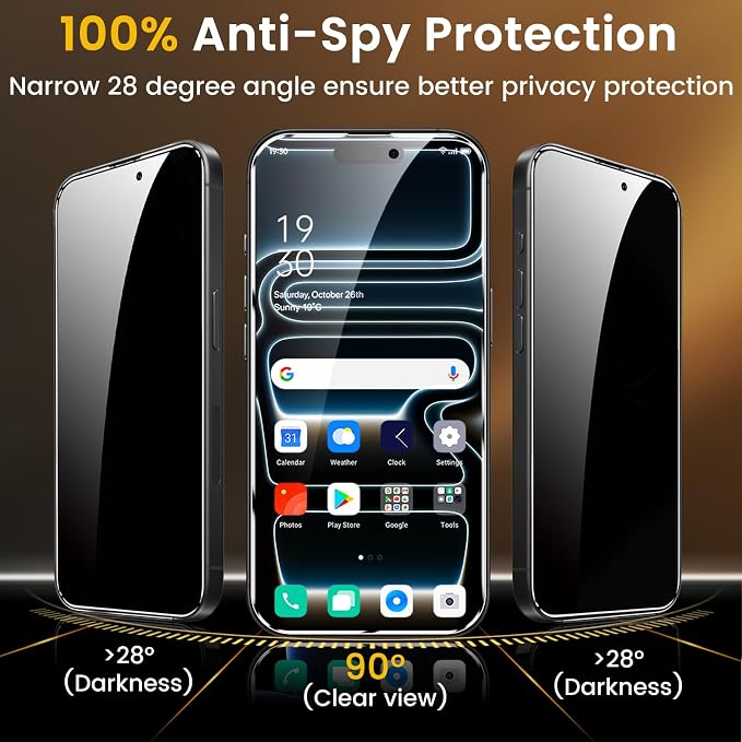 Romkasi 3 Pack Privacy Screen Protector
