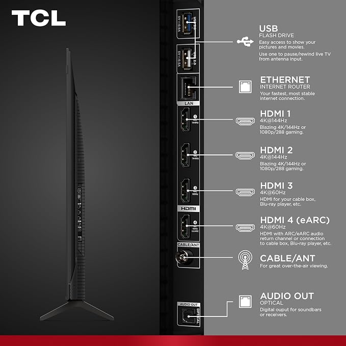 TCL 75" T7 4K QLED Google TV with 144Hz Gaming (75T7) | Smooth Motion for Sports & Gaming
