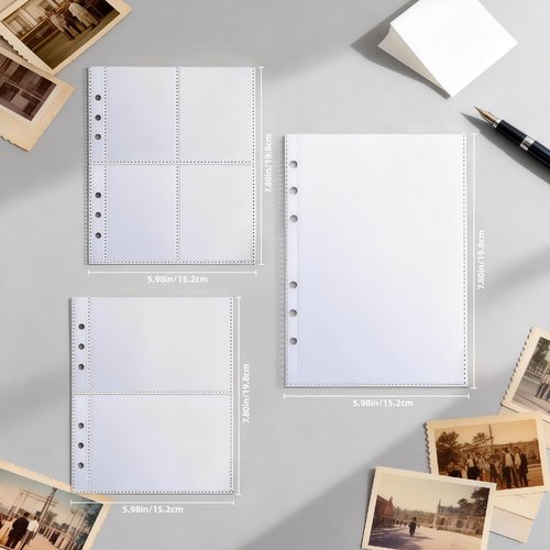 60 Pcs A5 Card Sleeves - Clear Plastic Protector Pages for Trading Cards, Baseball Cards & Photos