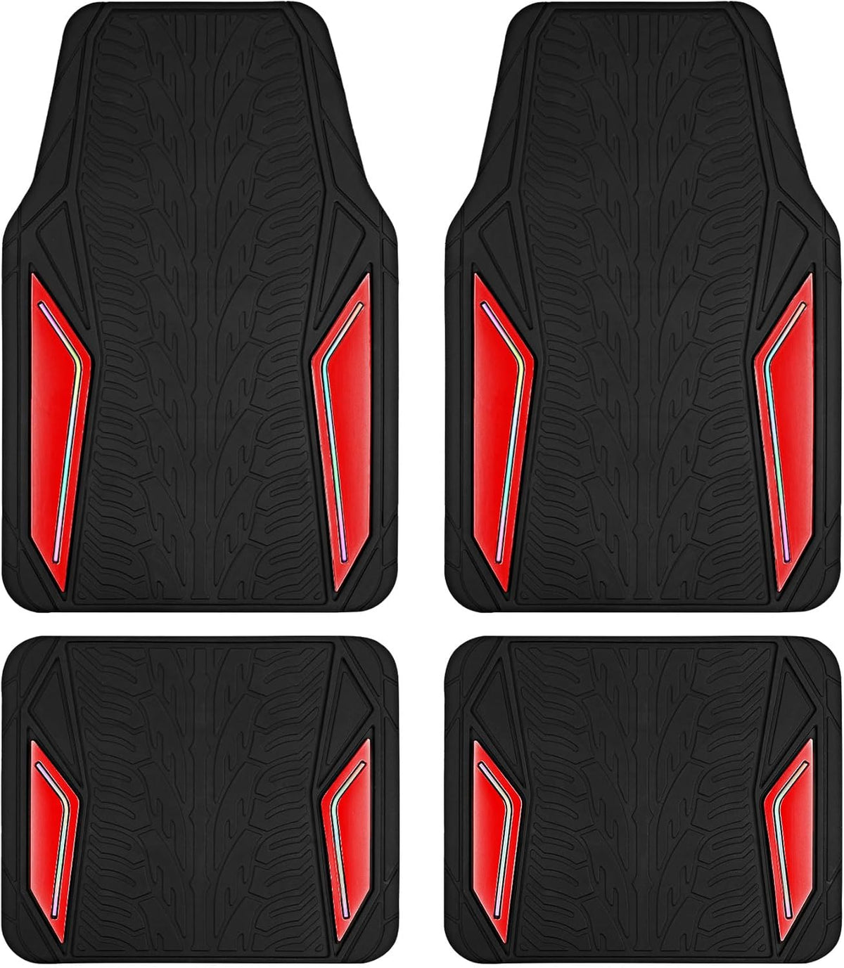 PIC AUTO Rubber Floor Mats, Mint Aluminum Film with Colorful Piping Floor Mats for Cars, Car Mats with Non-Slip Backing, All-Weather Protection, Trim-to-Fit Liner for Cars, SUVs, Trucks, Vehicles