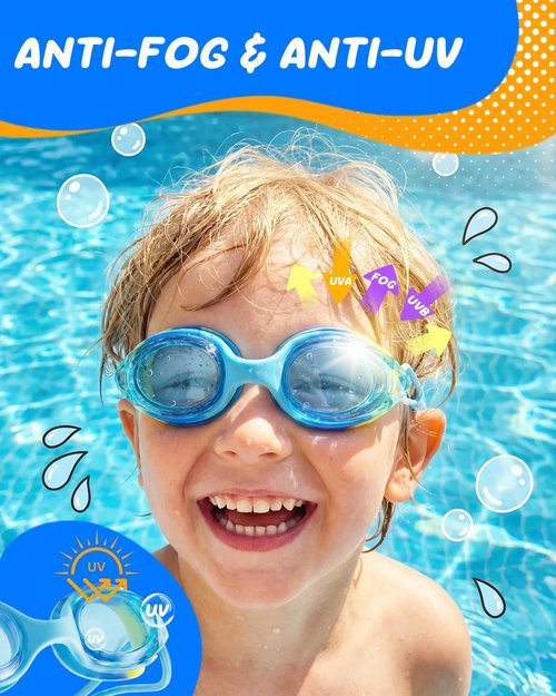 Aegend Swim Goggles - Comfort Fit Anti-Fog Pool Goggles for Kids Ages 3-8 | Perfect for Swimming