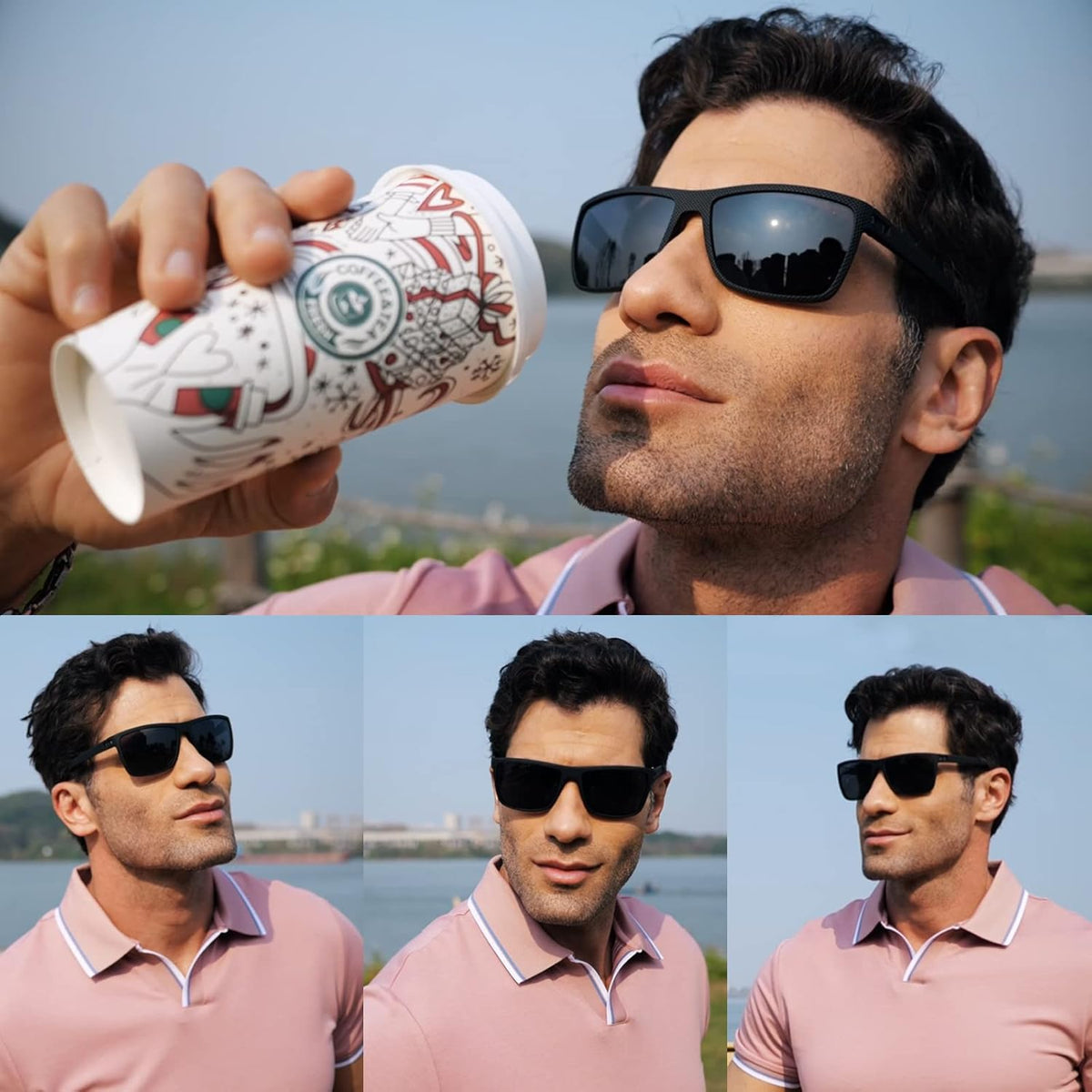 Skiennix Square Polarized Sunglasses - Vintage Style UV Protection Goggles for Men | Lightweight Frame
