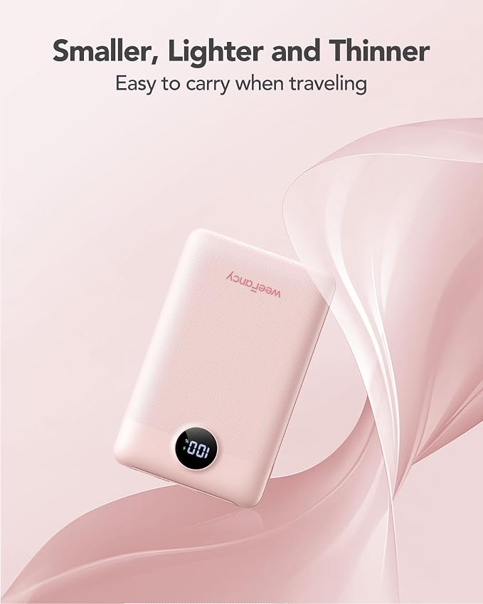 Mini Portable Charger with Built-in Cables 22.5W Fast Charging Power Bank USB-C Small Battery Pack 10000mAh Travel Essential Slim Battery for iPhone 17/16/15/14, Samsung 25/24, and More