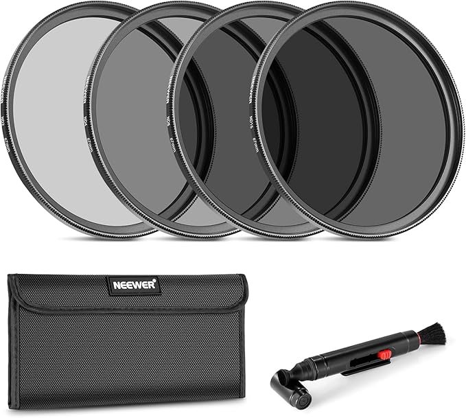 NEEWER 67mm ND Lens Filter Kit: ND2 ND4 ND8 ND16, Lens Cleaning Pen, Filter