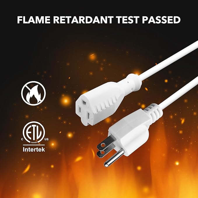 BN-LINK [2 Pack] 10ft White Outdoor Extension Cord 16/3 SJTW, 3-Prong, Weather Resistant & Flame Retardant, for Garden, Landscaping & Holiday Decorations