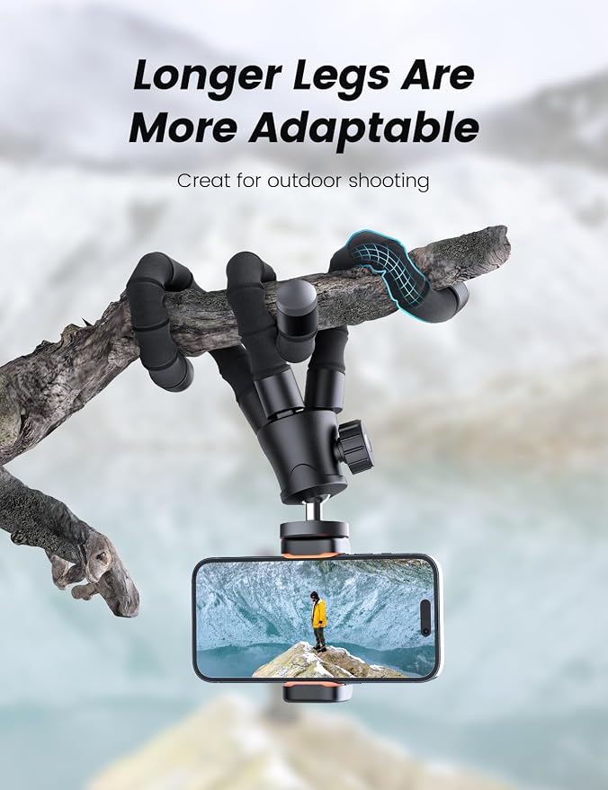 Pnitri Phone Tripod Stand, Extendable Reinforced Aluminum Phone Stand