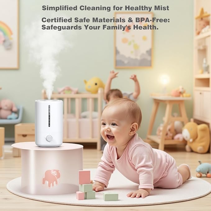 Top Fill Humidifiers for Bedroom, 4.5L Tank for Large Room, Oil Diffuser, 20dB Quiet Cool Mist Air Humidifier for Home Baby Nursery & Plants, Auto Shut-off and BPA-Free for Safety, 100H