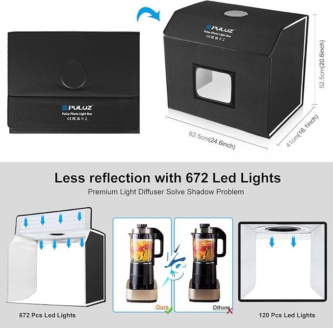 PULUZ Large Light Box, 24x16 inch Photo Studio Box, Photo Background Shooting