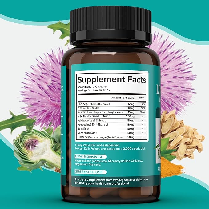 Milk Thistle Supplement - Liver Detox Cleanse Formula Herbal Liver Support with Milk Thistle, Dandelion Root, Artichoke, Turmeric, Astragalus for Liver Health, 90 Capsules-67