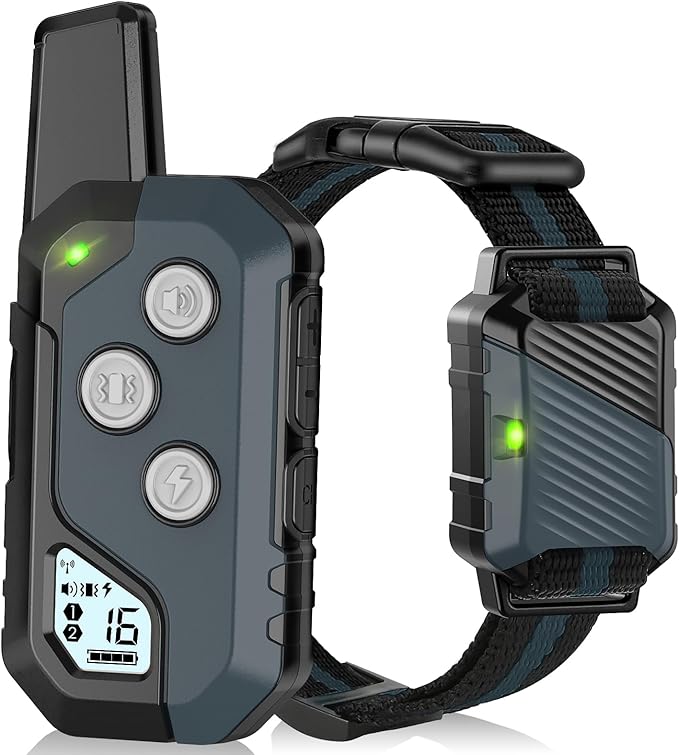 Shock Collar for Dogs, IP67 Waterproof Dog Training Collar with Remote, 3 Training Modes with Beep, Vibration, and Safe Static, Rechargeable E Collar for Large Medium