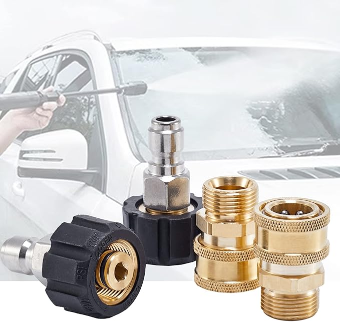 Raincovo Pressure Washer Quick Connect Fittings, M22 14mm to 3/8 Inch Hose Adapter, 4 Pieces