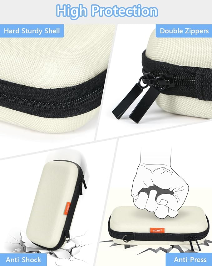 Off White Small Travel Electronic Organizer Case - Universal Hard Carrying Case Portable Storage Pouch Bag for Tech Accessories, Cable, Cord, MP3 Players, Card, Car Key Cash, SD Card