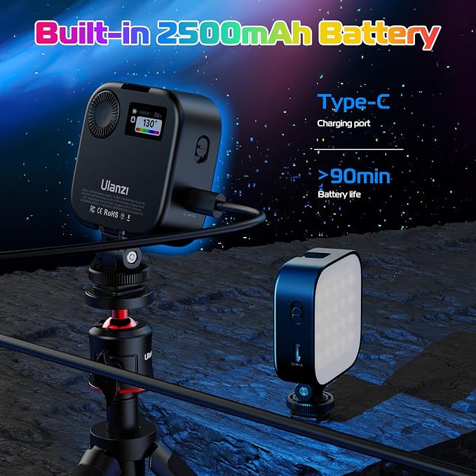 ULANZI U60 RGB Video Lights Black LED Camera Light 360° Full Color Portable