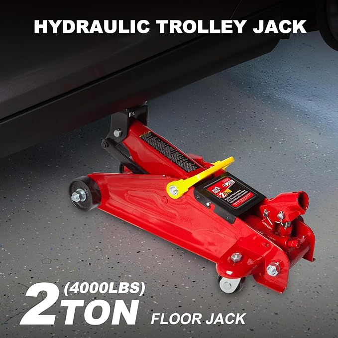 BIG RED T82002-BR Torin Hydraulic Trolley Service/Floor Jack, 2 Ton (4,000 lb) Capacity, Red