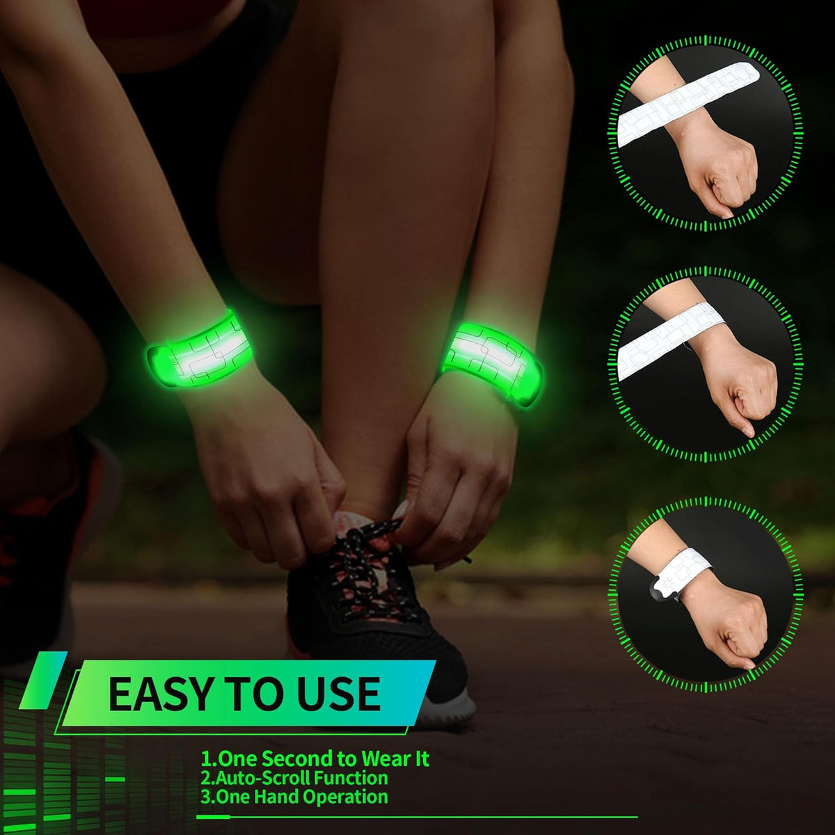 Skiennix LED Armband - Rechargeable Safety Light for Running & Night Walking | High Visibility Reflective Gear