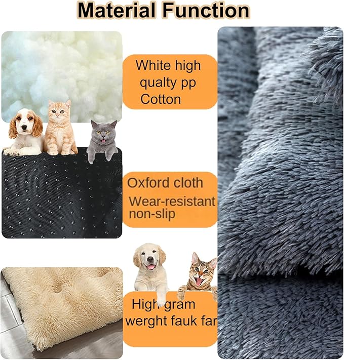 Dog Crate Mat, Dog Bed for Large Dogs, Comfy Fluffy Kennel Pad Anti-Slip for Dog beds & Furniture, Quilted Dog Bed for Pets for Medium/Small Dogs Cats (Color : Brown 2, Size : 48x33)