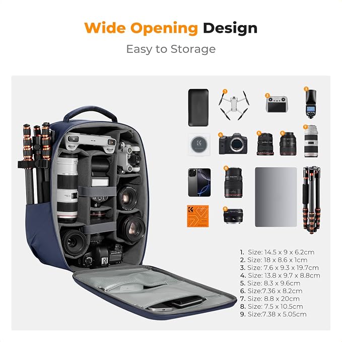 K&F CONCEPT Camera Backpack, Hardshell Photography DSLR Camera Bag