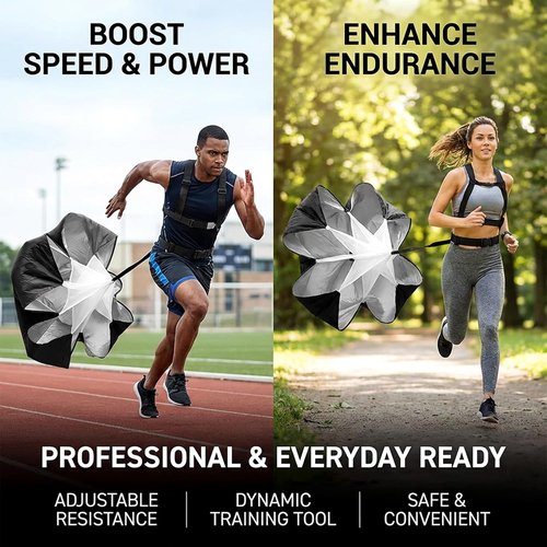 MAQIHAN Running Parachute - 56 Inch Adjustable Speed Trainer for Enhanced Sprinting & Agility
