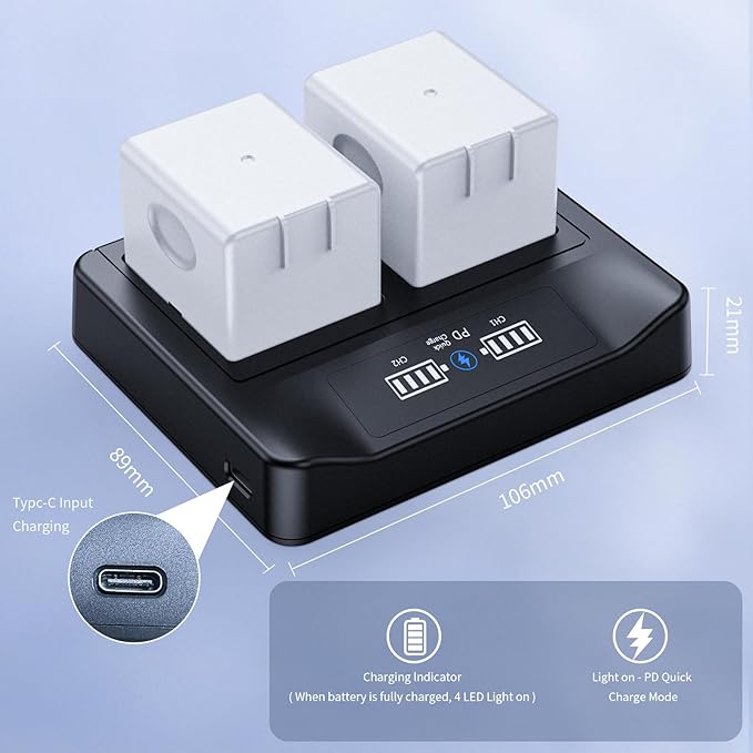 New 18W PD Fast Charging LCD USB Dual Battery Charging Station