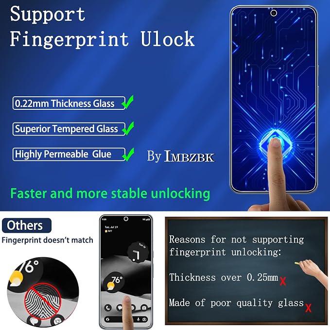 IMBZBK 3 Pack Screen Protector for Google Pixel 8 Pro Tempered Glass