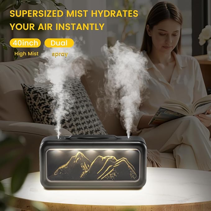 HEEYCEM Small Humidifiers for Bedroom, 600ml Cool Mist Top Fill Humidifier for Baby Nursery, Ultra Quiet 23dB, Air Humidifier with Night Light,for Plants,Home, Office (Black)