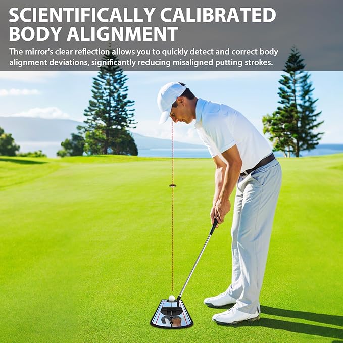 Golf Putting Training Mirror, Portable Indoor Outdoor Training Aid for Swing Posture, Ball Path & Stroke Accuracy Improvement