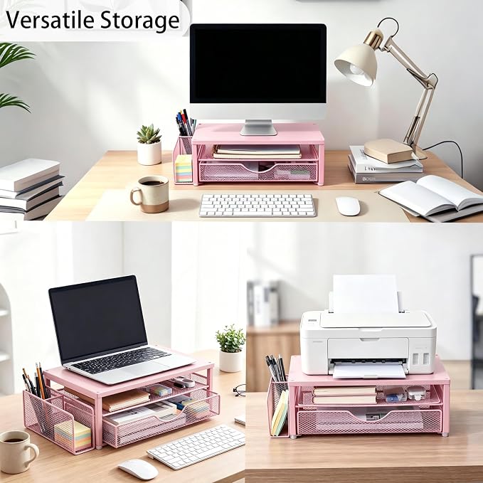 Spacrea Desk Organizer and Accessories, Computer Monitor Stand Riser
