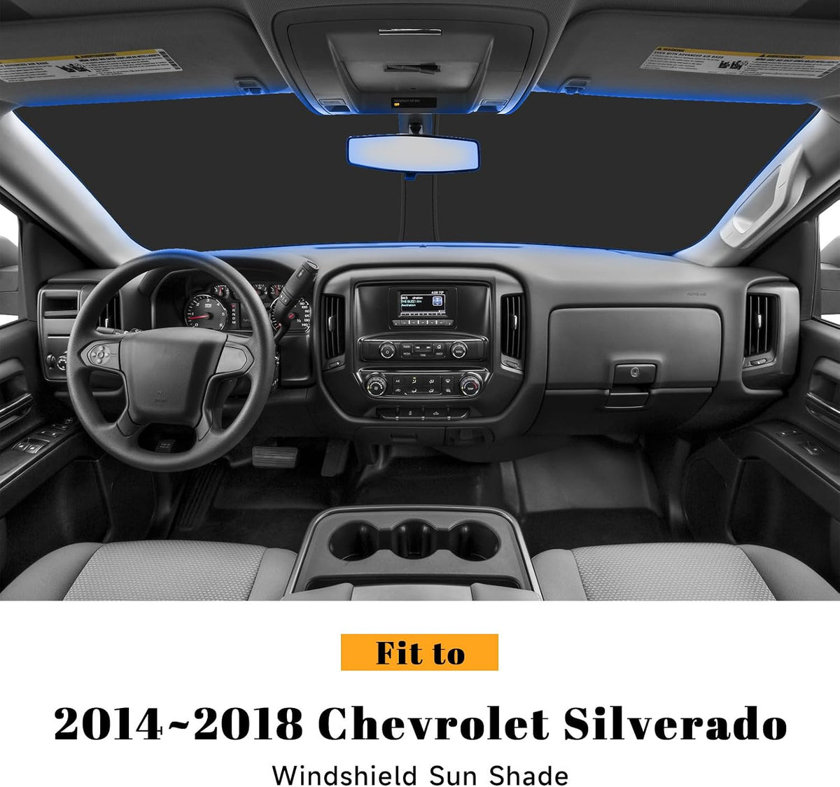 Car Windshield Sun Shade for Chevy 2014-2018 Silverado 1500 & for GMC 2014-2018 Sierra 1500 Accessories (OEM Design) Reflective Foldable Heat Insulation Sunshade for Ultimate Protection