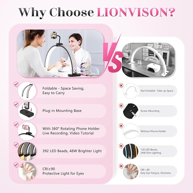 Half Moon Manicure Table Light: 31-inch Half Moon Light
