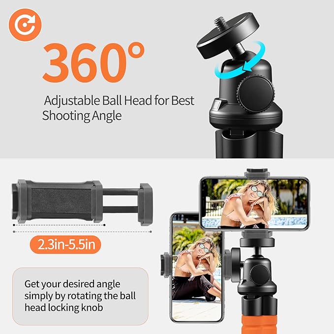 Aureday Phone Tripod, Flexible Tripod