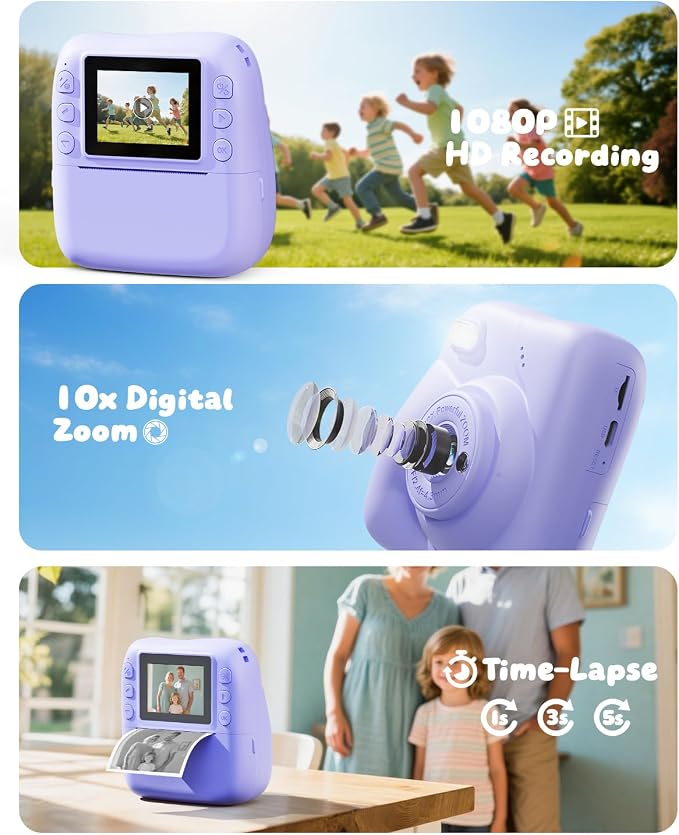 Kids Camera Instant Print, 1080P HD Kids Instant Camera