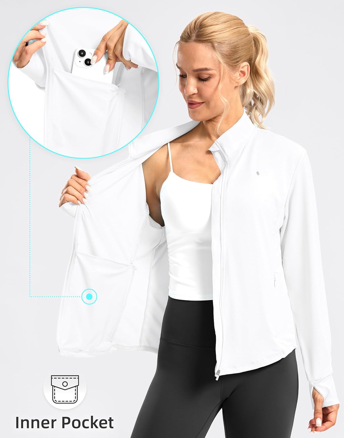 Soothfeel Women's Lightweight Athletic Jacket - UPF 50+ Sun Protection, Zip-Up, Long Sleeve | Ideal for Hiking & Workouts