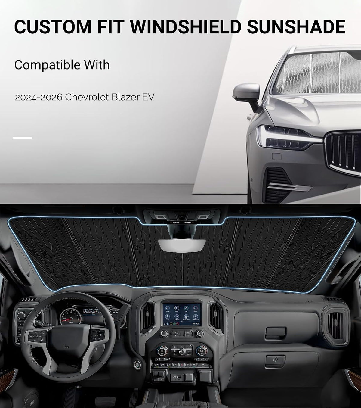 Pigenius Windshield Sun Shade for Chevrolet Blazer EV 2024-2026 Front Window Sunshade - AstraGuard